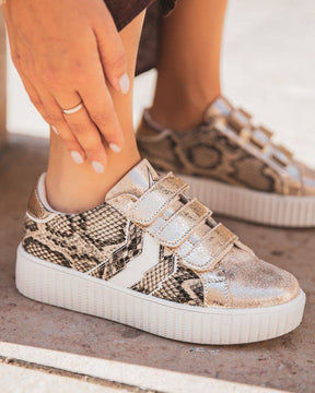 Basket femme au motif python à scratch - CLE01 SNAKE - Casualmode.fr