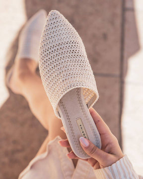 Sandale femme plate mule beige - Simone - Casualmode.fr