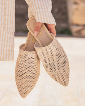 Sandale femme plate mule beige - Simone - Casualmode.fr