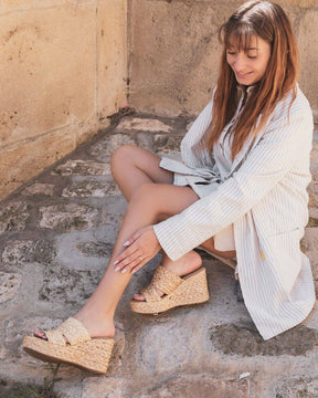 Sandale femme talon carré beige - Swann - Casualmode.fr