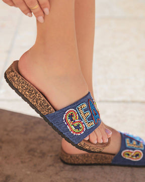 Sandale femme plate confort bleu - Johanna - Casualmode.fr