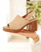Sandale femme talon carré taupe - Garance - Casualmode.fr