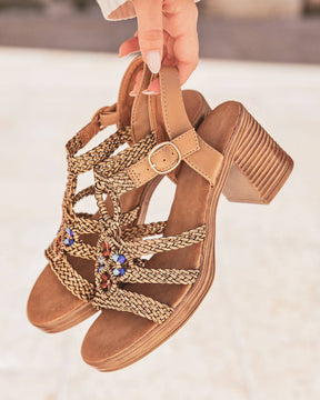 Sandale femme talon carré taupe - Flavia - Casualmode.fr