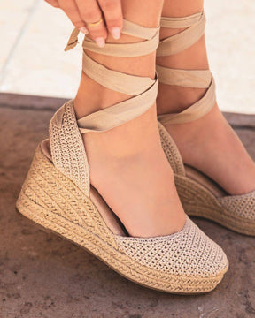 Sandale femme compensée beige - Eliette - Casualmode.fr