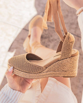 Sandale femme compensée camel - Eliette - Casualmode.fr