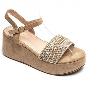 Sandale femme compensée taupe - Daisy - Casualmode.fr