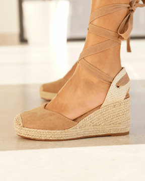 Sandale femme compensée camel - Arielle - Casualmode.fr