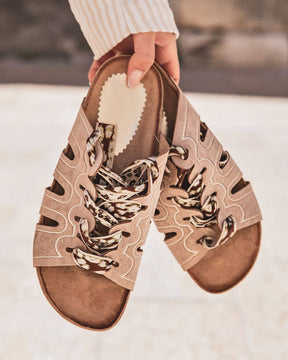 Sandale femme plate confort taupe - Laëtitia - Casualmode.fr