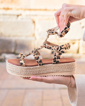 Sandale femme plateforme CUIR léopard - MJNP93 - Casualmode.fr