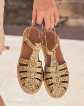 Sandale femme plateforme spartiate doré - Mira - Casualmode.fr