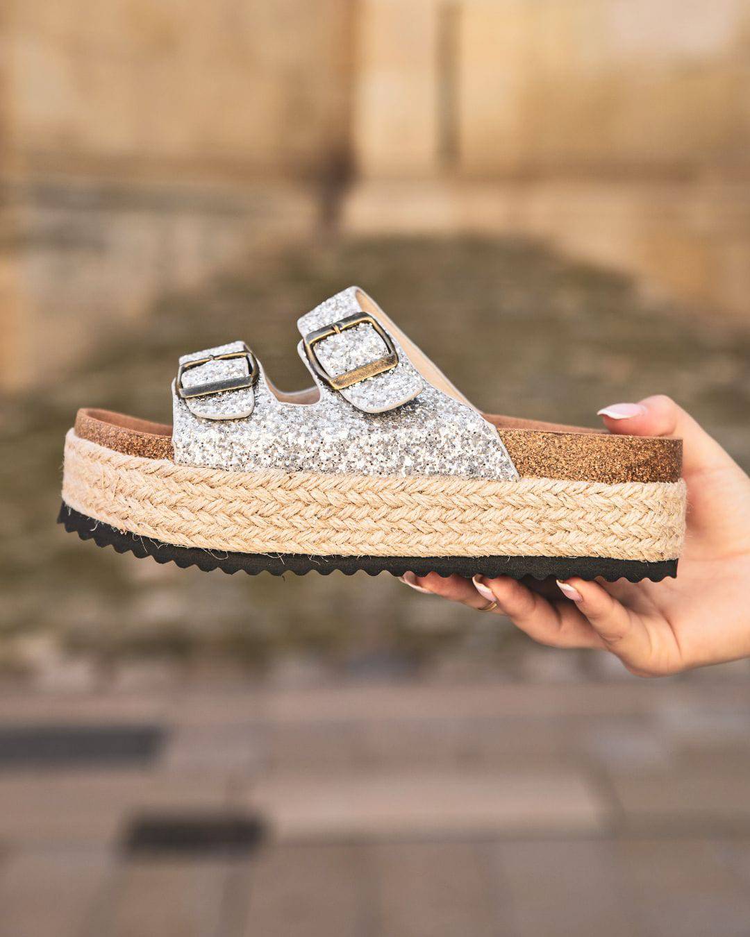 Sandale femme plateforme mule argentées - Bétina - Casualmode.fr