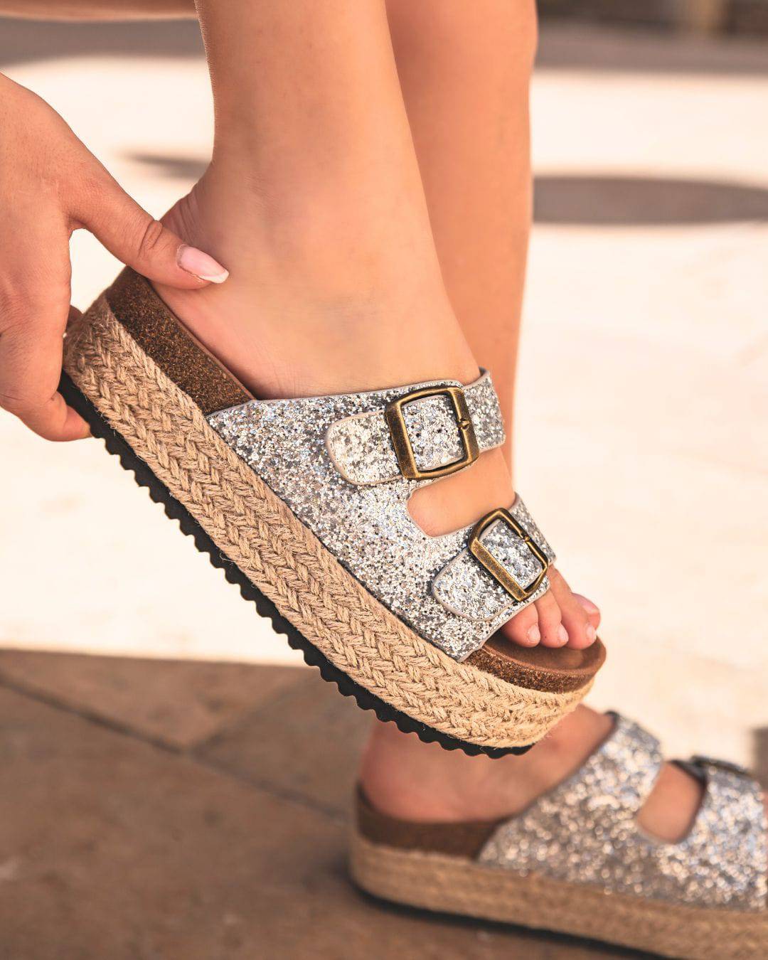 Sandale femme plateforme mule argentées - Bétina - Casualmode.fr