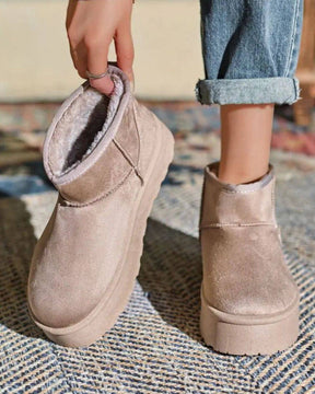 Bottines femme taupe à plateforme fourrées - Alexane - Casualmode.fr