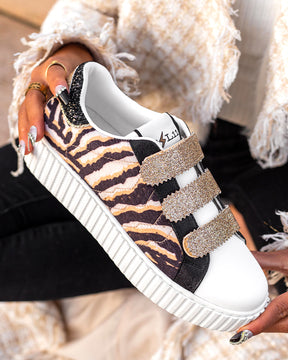 Basket femme tigrée à scratch - CL60 TIGER - Casualmode.fr