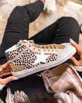 Basket femme léopard montante étoile à lacets - Lolie - Casualmode.fr